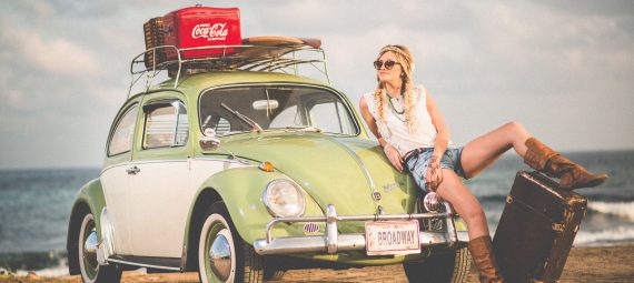 retro women with car